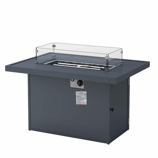 waelph Gray Rectangle Aluminum Outdoor Gas Fire Pit Table