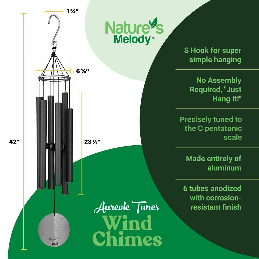 Nature's Melody 42" Black Aluminum Outdoor Wind Chimes
