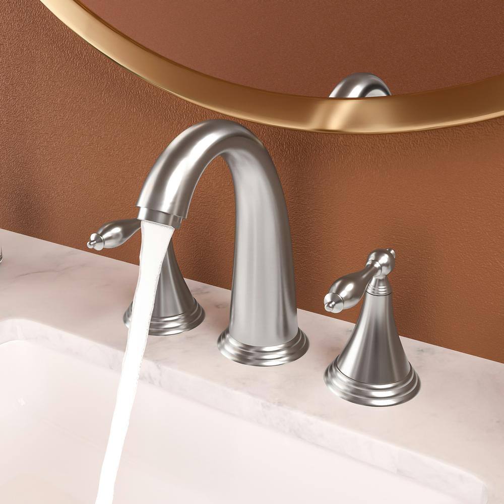 Brushed Nickel Double Handle 3-Hole Vessel Sink Faucet