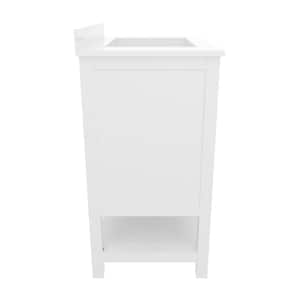 Vega 30 in. Bathroom Vanity with Sink Combo, Storage Cabinet, Carrara White Stone Marble Finish Countertop, White/Gold