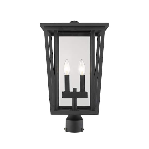 Seoul 2-Light Black 19.75 In. Aluminum Hardwired Outdoor Weather ...