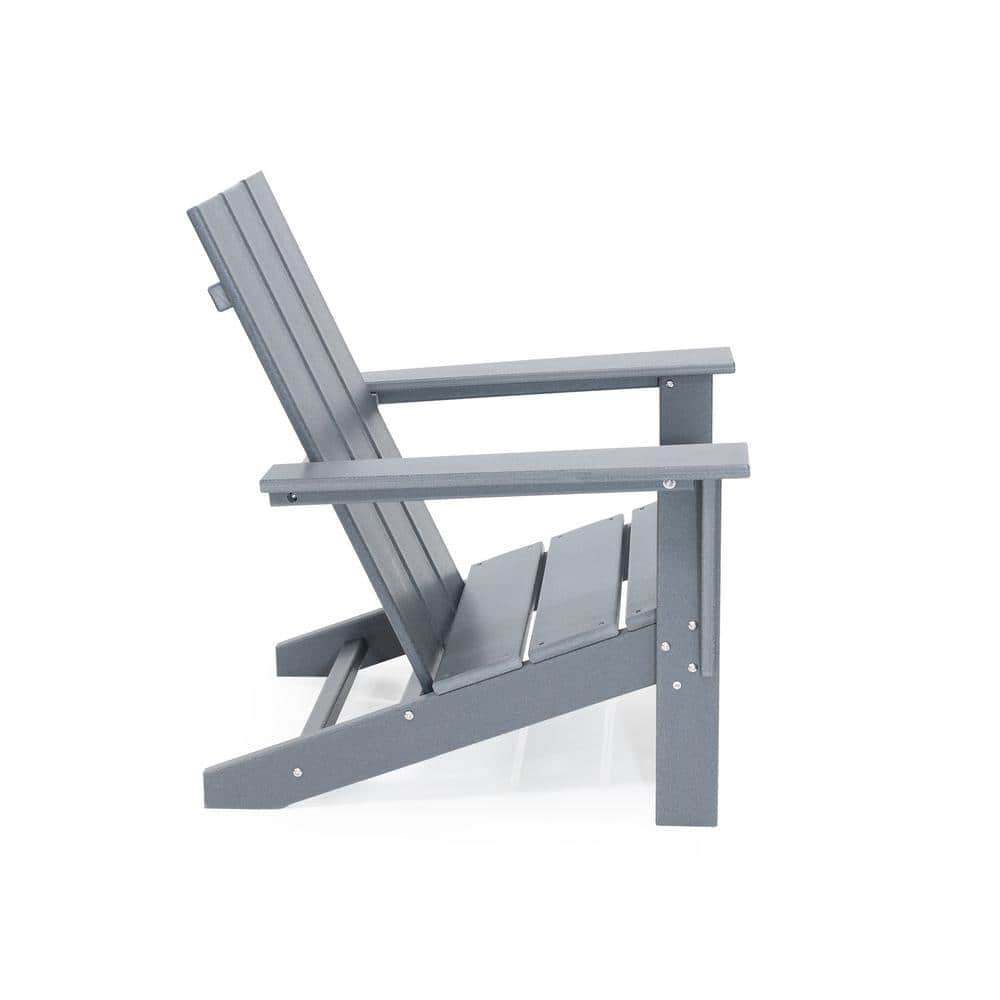 Arcadia Gray HDPE Modern Outdoor Adirondack Chair with Arms