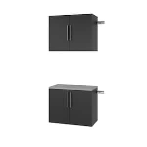 HangUps 30 in. W x 72 in. H x 16 in. D Composite 2-Piece Garage Storage System in Black with Melamine Worktop