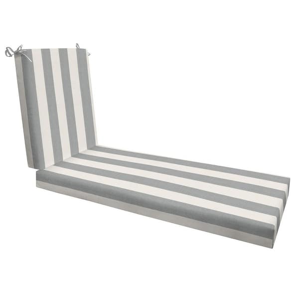 Honeycomb Outdoor Chaise Lounge Chair Cushion Cabana Stripe Stone Grey