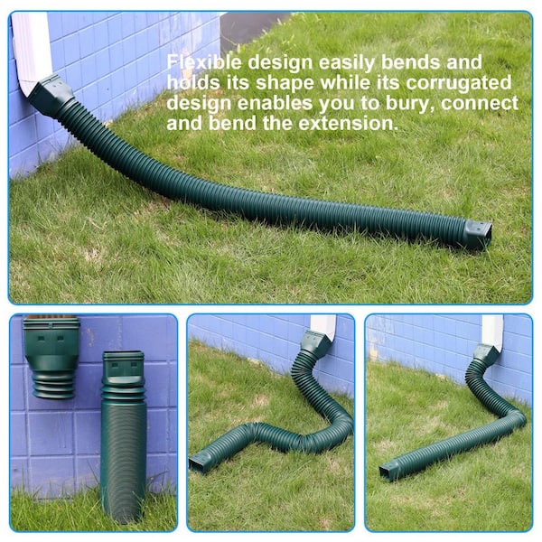 Angel Sar Brown Rain Gutter Downspout Extensions Flexible, Extendable from 21 to 68 in. (4-Pack)
