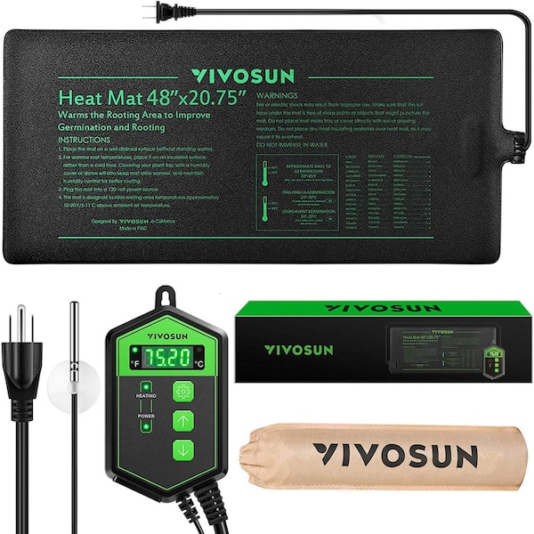 VIVOSUN 48 in. x 20.75 in. Seedling Heat Mat and Digital Thermostat Combo Set