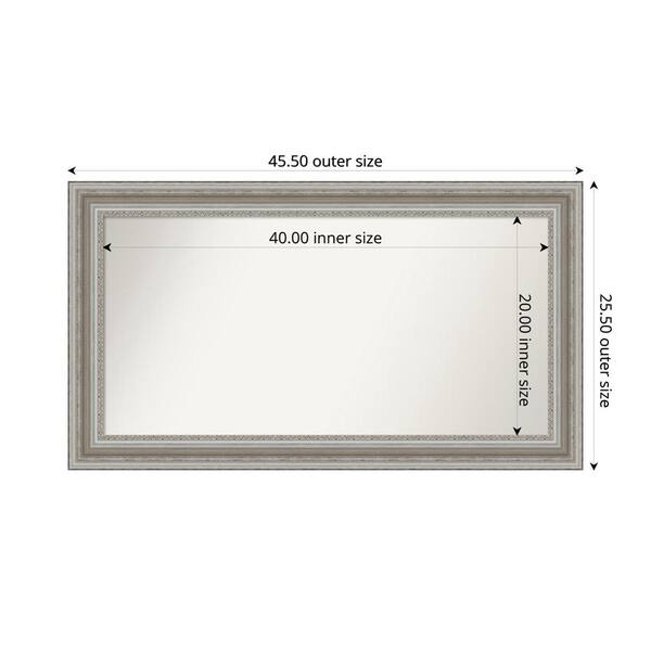 Amanti Art Parlor Silver 45.5 in. x 25.5 in. Custom Non-Beveled Recycled Polystyrene Framed Bathroom Vanity Wall Mirror