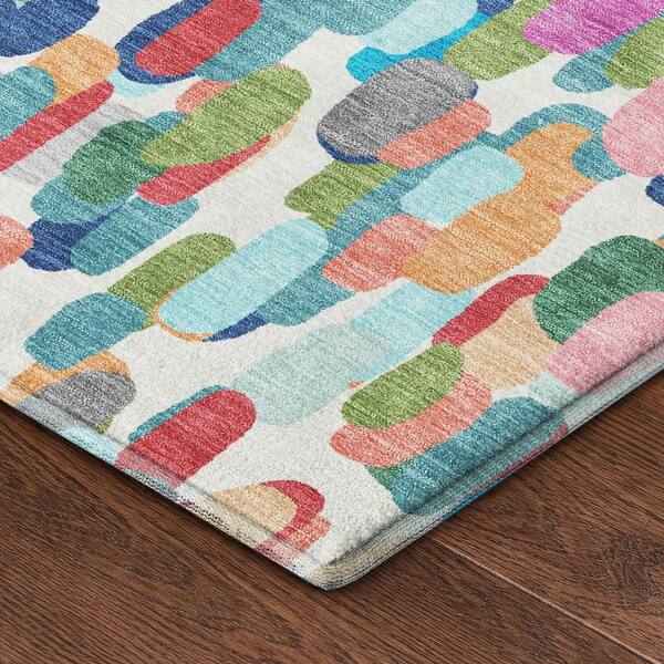 Mayfield Premium Machine Washable Abstract AMF2451 Teal 9 ft. x 12 ft. Area Rug