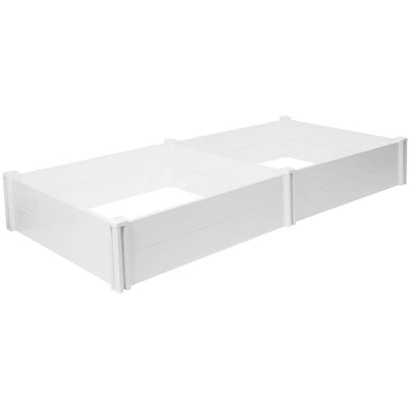 PASAMIC 8 ft. x 4 ft. x 1 ft. White PVC Rectangular Outdoor Raised Garden Bed