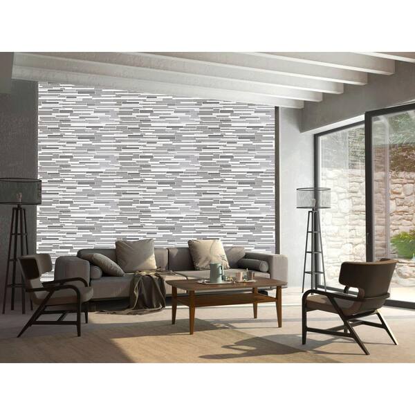 3D Falkirk Renfrew II 1/50 in. x 38 in. x 19 in. White Grey Faux Mosaic PVC Decorative Wall Paneling (5-Pack)
