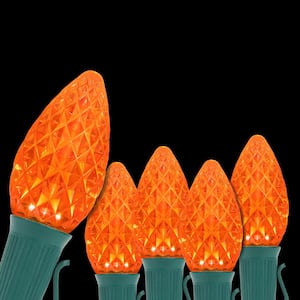 OptiCore 24 ft. 25-Light LED Orange Faceted C7 String Light Set