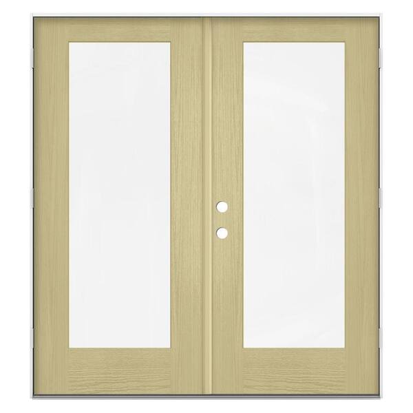 JELD-WEN 65.875 in. x 81.75 in. Full Lite Unfinished Double Fiberglass Prehung Right-Hand Outswing Front Door