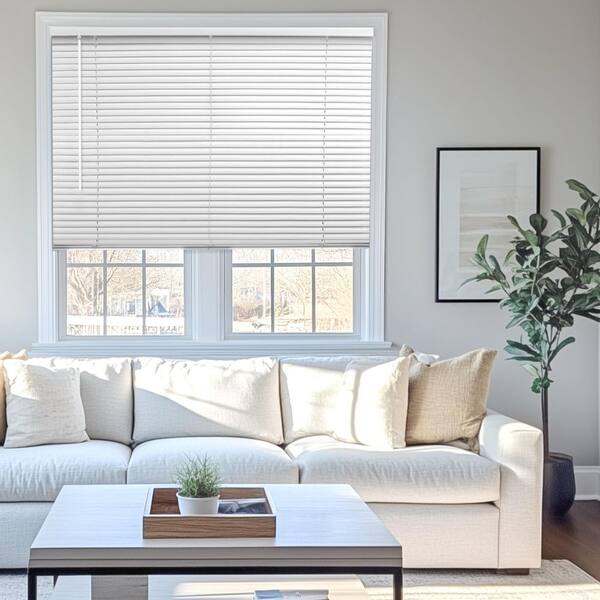 White Cordless Room Darkening Vinyl Mini Blind with 1 in. Slats 39.75 in. W x 36 in. L