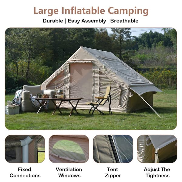 HOMEFUN Portable 4 Season Inflatable Camping Tent with Pump
