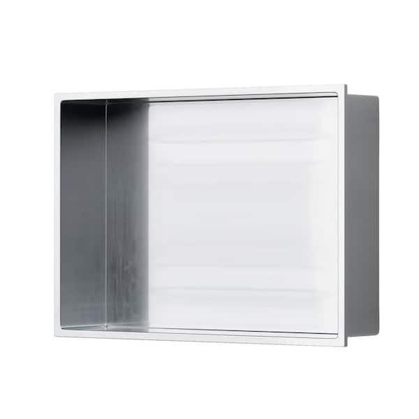 8 in. W x 12 in. H x 4 in. D Bathroom Shower Niche Standard Niche Over Mount Installation in Brushed Nickel
