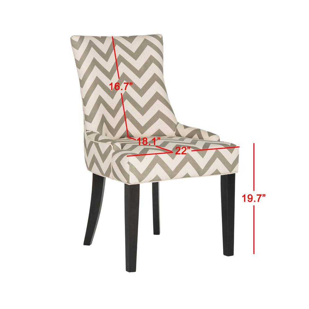 Espresso Finish Gray Linen Upholstered High Side Chair