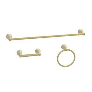Alima 3-Piece Bath Hardware Set with Towel Ring, Toilet Paper Holder and 24 in. Towel Bar in Matte Gold
