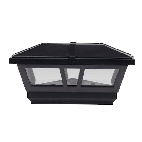 Veranda 4 in. x 4 in. Black Vinyl Solar Light Post Cap with Black Base