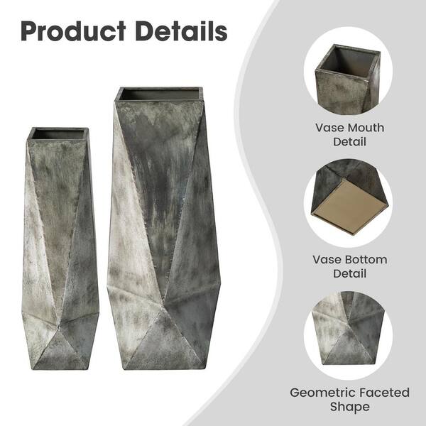 Glitzhome 27.25 in. H 23.50 in. H Metal Geometric Antique Silver