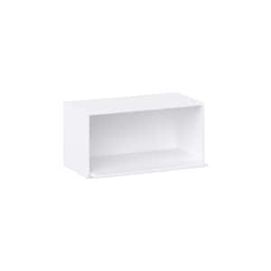 Fairhope Glacier White Slab Assembled Wall Microwave Shelf Kitchen Cabinet 30 in. W x 15 in. H x 14 in. D
