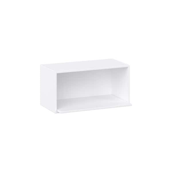 J COLLECTION Fairhope Bright White Slab Assembled Wall Microwave Shelf Kitchen Cabinet (30 in. W X 15 in. H X 14 in. D)