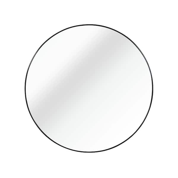 42 in. W x 42 in. H Round Metal Framed Wall Bathroom Vanity Mirror in Black