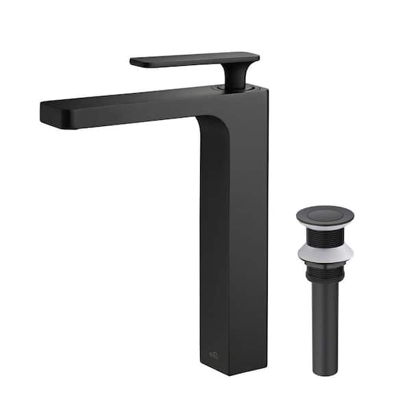 Single Hole Infinity Single Handle Bathroom Vessel Sink Faucet with Pop Up Drain in Matte Black