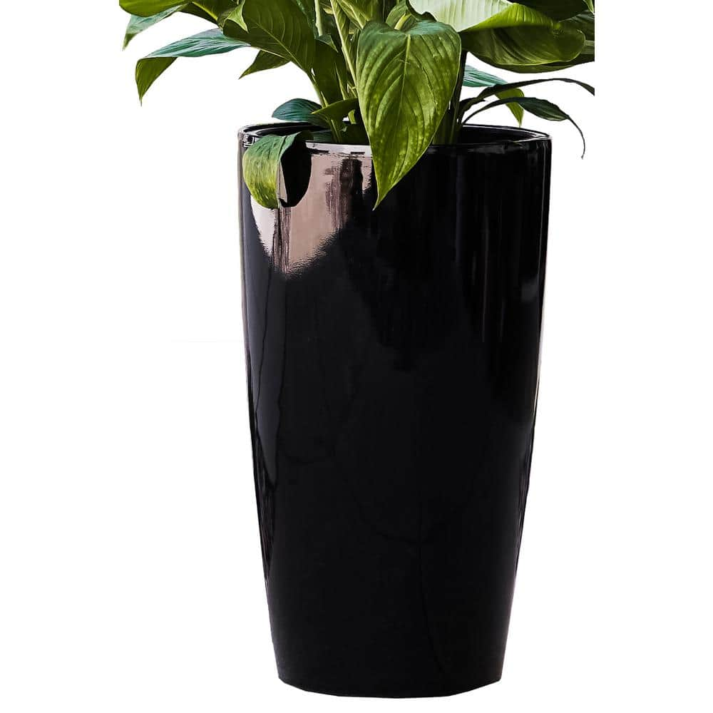 6 Inch Self Watering Plastic Planters Set of 6, Black Plant Pots