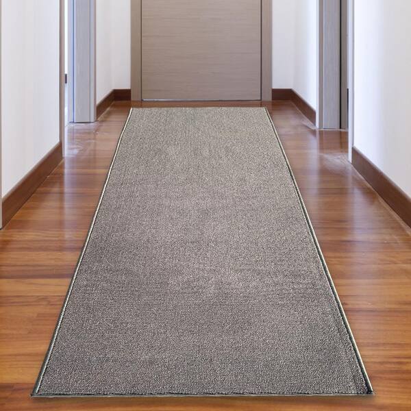 PLAYA RUG Solid Gray Color 26 in. Width x Your Choice Length Custom Size Roll Runner Rug/Stair Runner