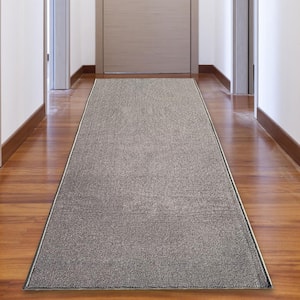 Solid Gray Color 26 in. Width x Your Choice Length Custom Size Roll Runner Rug/Stair Runner