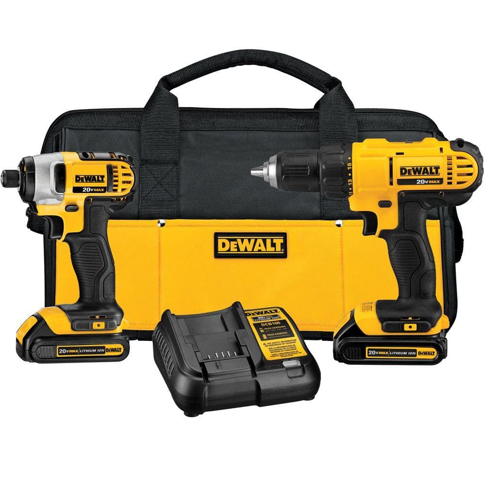 DEWALT 20V MAX Cordless Drill/Impact Tool Combo Kit with (2) 20V 1.3Ah  Batteries, Charger, and Bag DCK240C2 The Home Depot