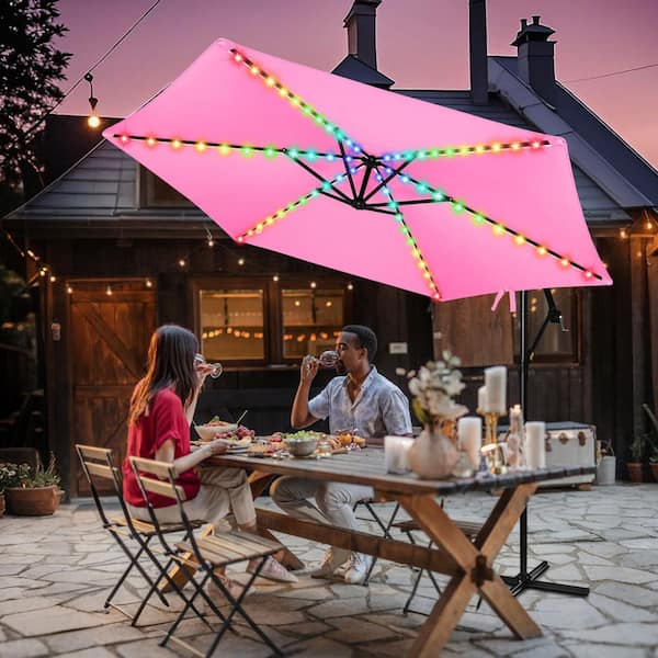 10' sunbrella patio umbrella Santiago 10-ft Octagonal Cantilever Umbrella with Sunbrella Canopy  Blue  Wave Products