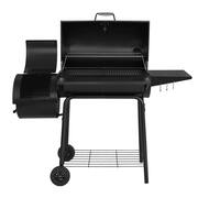 Charcoal Grill with Offset Smoker and Side Table in Black plus a Cover