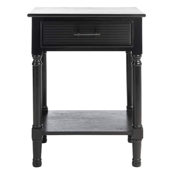 SAFAVIEH Ryder 19 in. Black Rectangle Wood Storage End Table