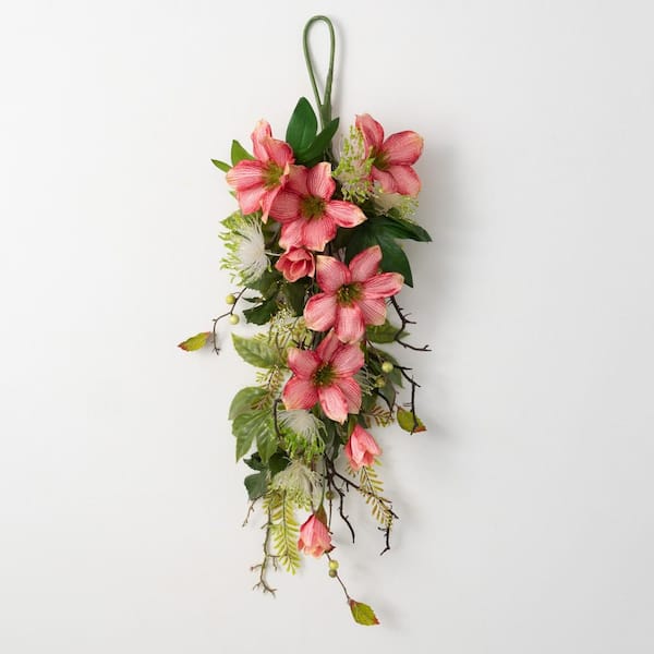 SULLIVANS 32" Artificial Pink Clematis Bush Swag