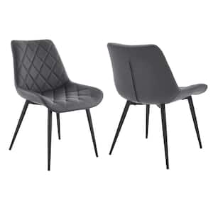 Loralie Gray Faux Leather and Black Metal Dining Chairs (Set of 2)