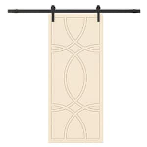 36 in. x 84 in. Beige Stained Composite MDF Paneled Interior Sliding Barn Door with Hardware Kit