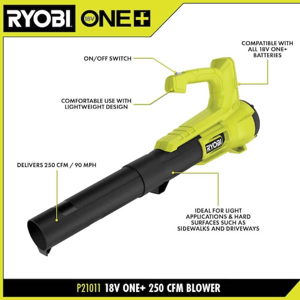 RYOBI One+ 18-Volt 13 in. Cordless Battery Walk Behind Push Lawn Mower and 250 CFM Blower with (2) Batteries and (2) Chargers