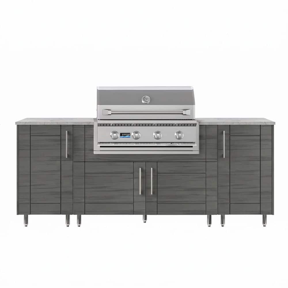 Golden Sky 86.5 in. W 4-Burner Propane Grill Island in Stainless Steel Sanibel Dark Ash with Trashcan Pull-Out price history on PriceWatchPro