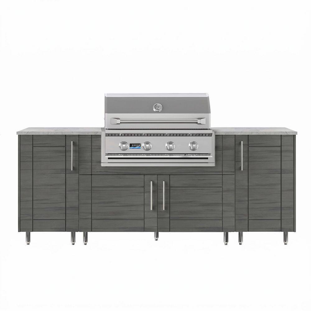 Golden Sky 86.5 in. W 4-Burner Propane Grill Island in Stainless Steel Sanibel Dark Ash with 2-Roll-Out Tray Cabinet price history on PriceWatchPro