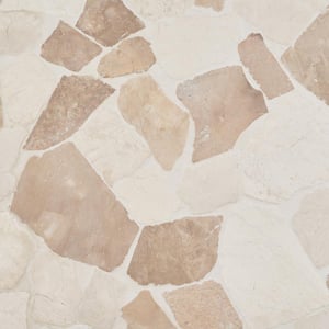Countryside Flagstone Komodo Beige 39.37 in. x 39.37 in. Honed Marble Mosaic Floor and Wall Tile (10.76 sq. ft./Each)