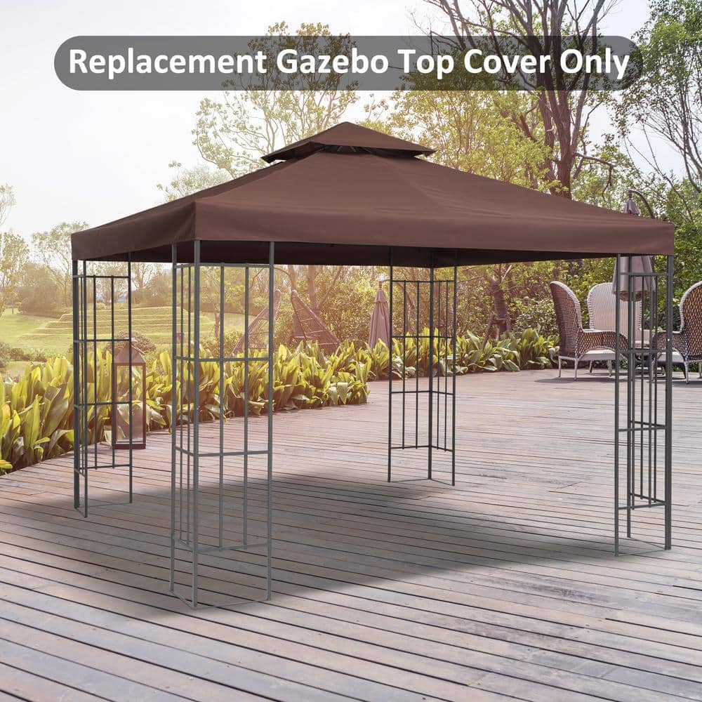 Coffee Polyester 2-Tier Replacement Canopy for 10' x 10' Gazebo