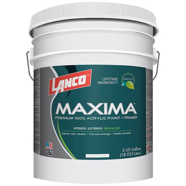 Lanco 5 gal. White and Pastel Base Maxima 2-in-1 Flat Interior/Exterior  Multi-Surface Latex Paint and Primer in One MA3910-2 - The Home Depot