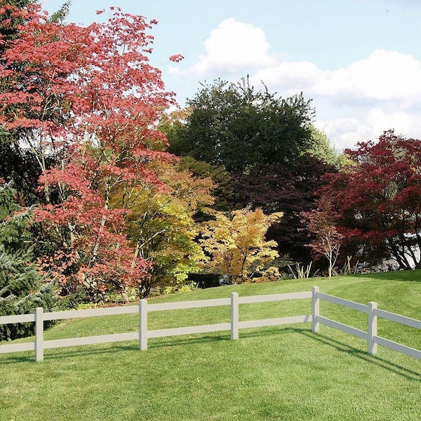 5 in. x 5 in. x 5 ft. Tan Vinyl Ranch 2-Rail Fence Corner Post