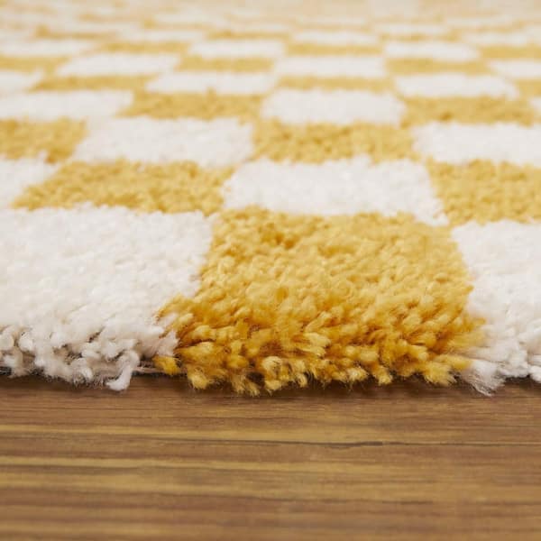 Mackie Gold 7 ft. 10 in. x 10 ft. Checkered Area Rug