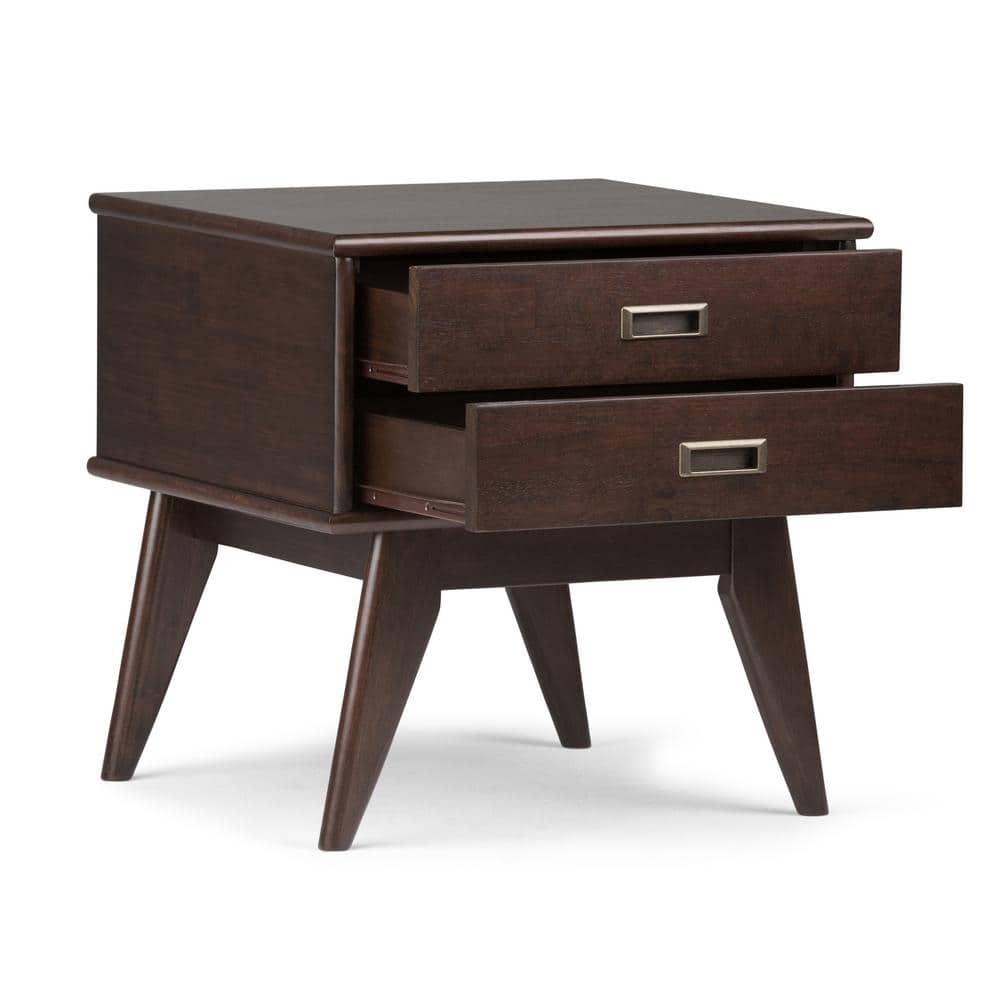 Draper Medium Auburn Brown Wood Side Table with Storage