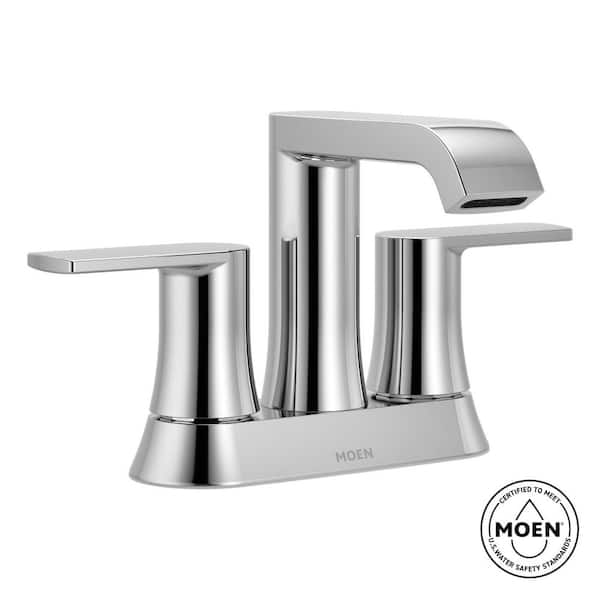 Genta 4 in. Centerset Double-Handle Bathroom Faucet with Drain Kit Included in Chrome