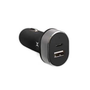 Dual Port Car Charger, Works With Compatible Type-C and USB-A Devices