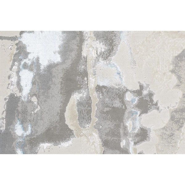 2 ft. x 8 ft. Gray, Ivory Abstract Area Rug