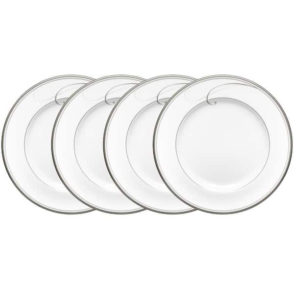 Platinum Wave 6.75 in. (Platinum) Porcelain Bread and Butter/Appetizer Plates, (Set of 4)